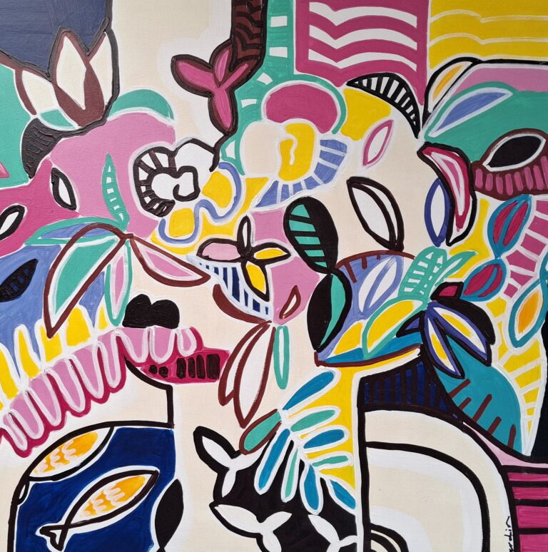 Bouquet Matisse, acrylique sur toile, 80X80, 1400  €