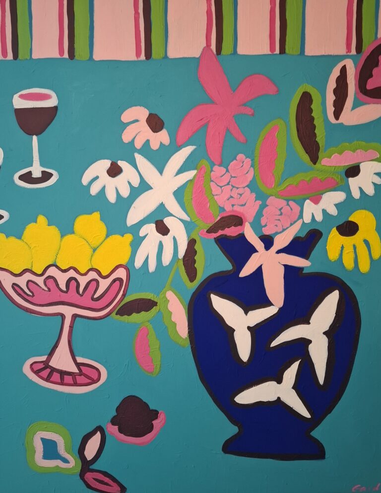 Fleurs et citrons, acrylique sur toile  80X100, 1600 €