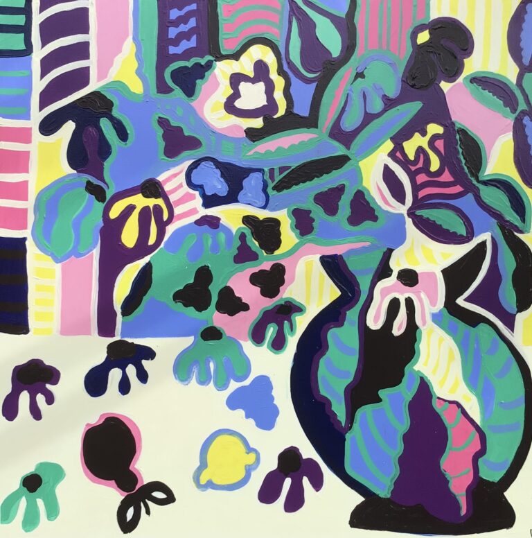 Fleurs et fruits, acrylique sur toile 80X80, 1400 €
